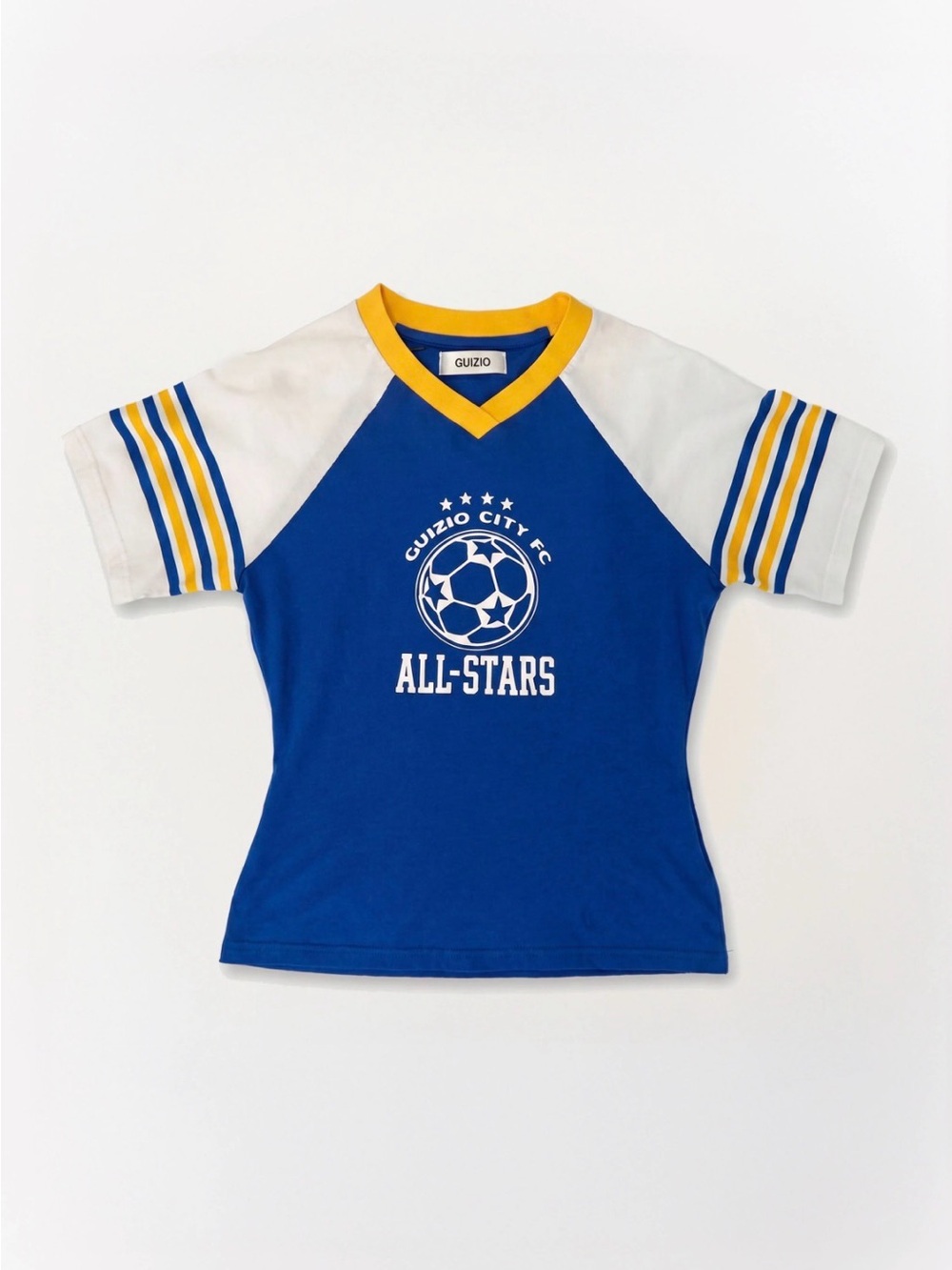 Guizio NEW All-Stars Blue V-Neck Raglan Crop Tee